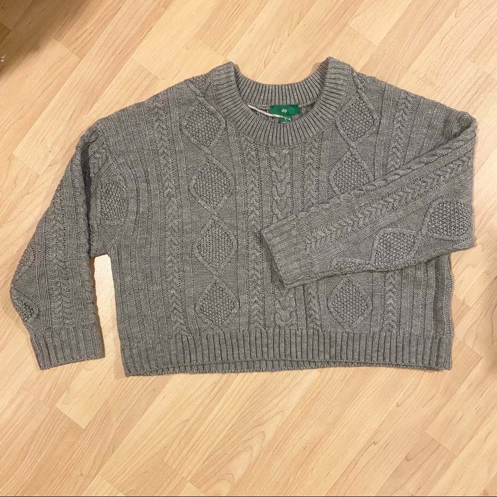 Gray Chunky Cropped Sweater